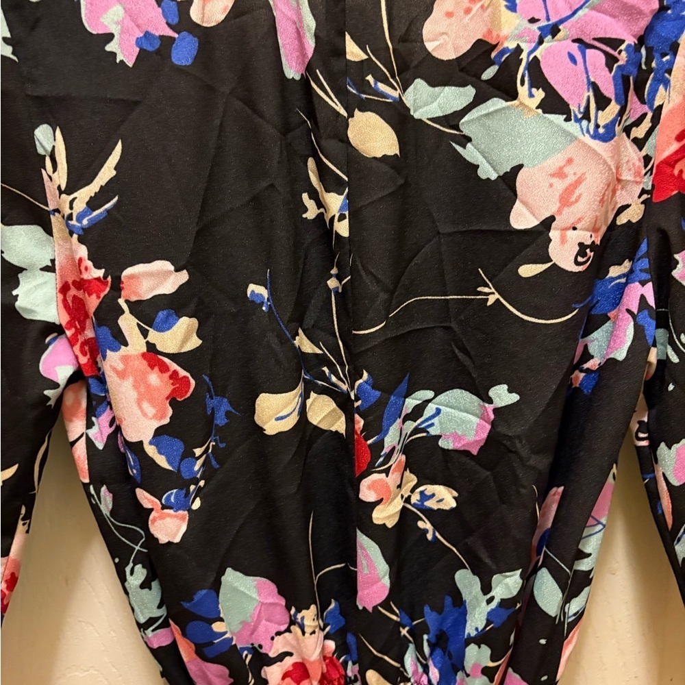 Yumi Kim Floral Black Tie Waist Romper w/ Pockets Sz S - Picture 12 of 16